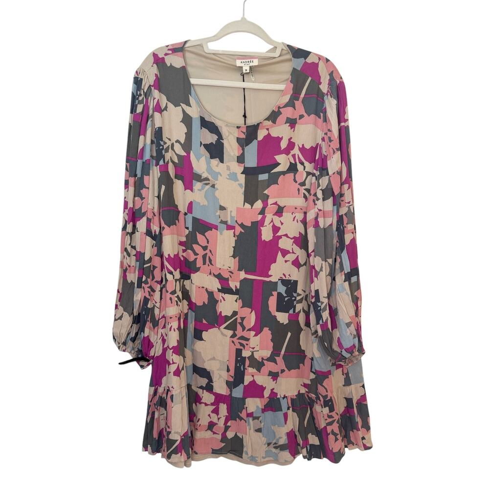 Andrée by Unit NWT 3X Abstract Print Lined Midi Dress Colorful Summer Boho